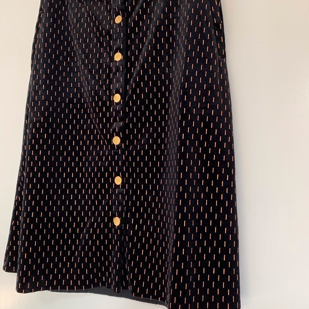 NEW AMENAPIH HIPANEMA PARIS Velvet Skirt Metallic Gold Button Black S - Picture 4 of 8